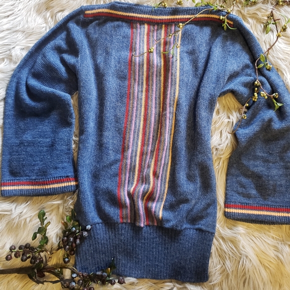 Sold70s Preppy Vintage Sweater Bateau Neckline - Picture 2 of 10